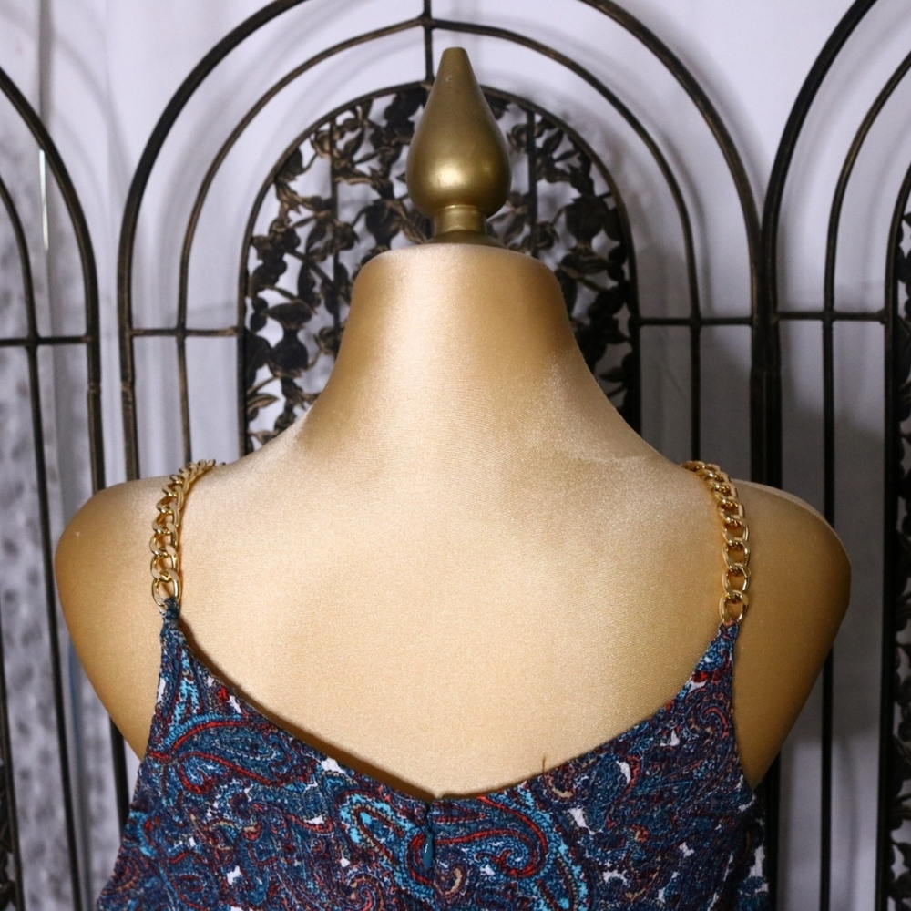FREE SHIPPING Michael Kors Paisley Chain Flutter Maxi Dress. Size XXS - Picture 7 of 10